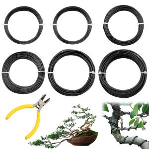 CHECARZHN--NO1-5 Tailles De Fil Noir Pour Bonsaï - Diamètre 1,0 Mm/1,5 Mm/2,0 Mm/2,5 Mm/3,0 Mm - Fil D'Aluminium 50 M - Fil Végétal Souple Et Flexible Pour Bricolage, Sculptures, Bonsaï, Arbre, Jardi - Neuf