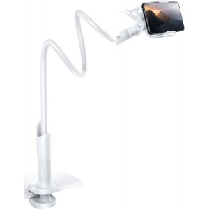 Eryi-Support Téléphone, Gooseneck Support Réglable - Universelle Rotation 360° Support Pour Iphone 15 Pro Max Plus, 16/15/14/13 Pro Max Plus Mini, Xs Xr X 8, Switch, Samsung, Smartphones - Blanc - Neuf