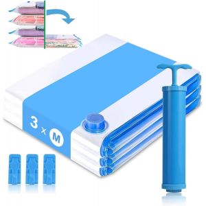 TZF-Sac Sous Vide Vetement Aspirateur,Am&eacute;lior&eacute; &Eacute;paissie sac de Rangement Sous Vide,Sac Sous Vide Vetement Voyage,Vacuum Storage Bags avec Pompe pour V&ecirc;Tements, Couettes, Voyages(3 Pi&egrave;ces,50x70cm) - Neuf