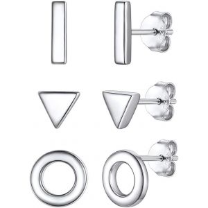 Boucles D'oreilles En Argent Sterling 925 Clous D'oreilles Coeur/&Eacute;toile/Lune/Cercle/Ronde Plaqu&eacute; Platine/Or 18k/Or Rose Cadeau Saint Valentin Boucles D'oreilles Sets Femme Fille - Neuf