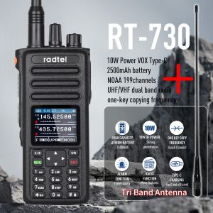 Radtel RT-730 IP67 étanche 10w bande d'air talkie-walkie pleine bande Amateur jambon 199CH HT USB-C batterie NOAA FM AM UHF VHF Satcom - Type add tri band ant-EURO - Neuf