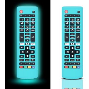Lot De 2 Coques De Protection En Silicone Pour Télécommande Tv Lg Glow In The Dark, Pour Télécommande Lg Smart Tv Akb75095307 Akb75375604 Akb74915305 (Bleu Lumineux) - Neuf