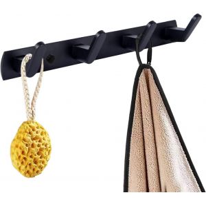 Patère De Porte À Suspendre 4 Crochets Pour Serviettes De Bain En Acier Inoxydable,Porte Manteau Mural Pour Chambre Salle De Bain Entrée Cuisine Sacs À Main,Noir - Neuf