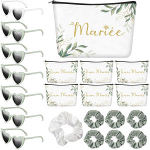 Lbgwp60-21 Pcs Accessoire Evjf Cadeau Pour Mariée Et Team Mariée Pochettes Lunettes De Coeur Chouchous Kit Evjf Cadeau Demo Lle D'honneur Pour Enterrement De Vie De Jeune Fille Mariage Bride To Be - Neuf