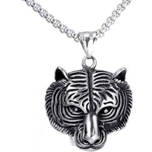 Kal-Collier Tigre Pour Homme, Collier Pendentif Tête De Tigre Viking Nordique Avec Chaîne De 23,6 Po, Collier D'amulette Totem De Tigre Ancien, Collier Chevalière Tigre Hip Hop, Bijoux Punk Tigre - Neuf