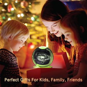 Kalanka-Veilleuse Solaire 3d En Forme De Boule De Cristal - 8,9 Cm - 7 Couleurs Changeantes - Pour Décoration De Chambre À Coucher - Cadeau De Noël D'anniversaire Pour Garçons Et Filles (Lampe - Neuf