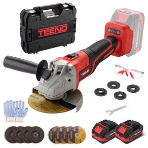 Meuleuse d'angle sans fil, 21V 1000W avec 2 Batteries 4.0Ah, 9100RPM Moteur Brushless, Disques de Coupe 125mm, Disque &agrave; Lamelles Pour Couper, Meuler - Neuf