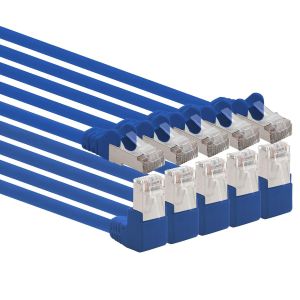 KAL-366134 Câble Réseau Cat.6 Angle 90 Degrés 0,5 M - Bleu - Paquet De 5 - Câble Patch Cat6 (Sftp Pimf) 1000 Mbit/S Connecteur Rj 45-5 X 0,5 M Mètres Bleu - Neuf