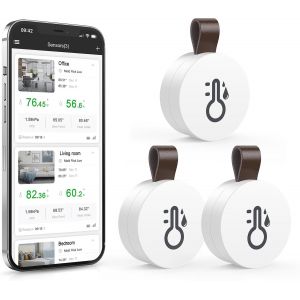 Thermomètre Hygromètre Intérieur Bluetooth, Capteur de Moniteur de Température avec App, Stockage de Données, Thermomètre Connecté, Mini Thermomètre d'ambiance pour Maison, Bureau, 3PCS - Neuf