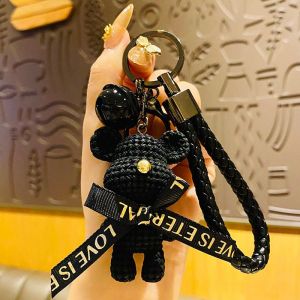 Belle Élégante de Porter des Bowknot Laine Sensation de Petit Ours de la Chance Bonne Chance la Voiture Sac Pendentif Bracelet Keychain Key Ring¿noir - Neuf