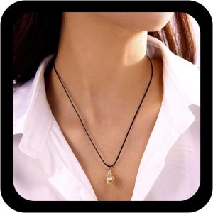Kal-Collier Pendentif Étoile De Mer Vintage Collier Étoile De Mer Doré Chaîne Collier Ras Du Cou En Cuir Noir Collier Cordon En Cuir Ajustable Bijoux Pour Femmes(Poisson Étoile) - Neuf