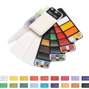 Kit De Voyage &Agrave; L'aquarelle - Pigment Solide Portable Avec Palette &Eacute;ponge,18 Couleurs 18 Couleurs - Neuf