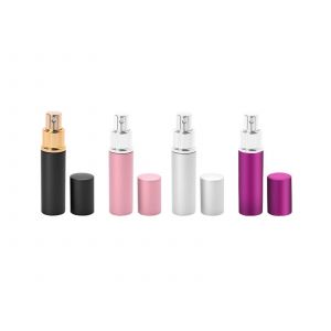 Lot de 4 flacons vaporisateurs de parfum de 12 ml, rose, argent, noir et violet. - Neuf