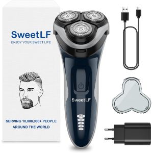Sweetlf Rasoir Electrique Homme Rechargeable Wet & Dry, Tondeuse &iquest;&iquest; Barbe Haute Pr&iquest;&iquest;Cision, Rasage Avec 3d T&iquest;&ordm;tes Rotatives, 100% Etanche&120 Min D'autonomie Sws7105 - Bleu Gris Fonc&iquest;&iquest; - Neuf