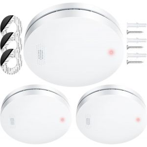 ChenQuanSarl-Détecteur De Fumée 2024, Gagnant De La Batterie De 10 Ans Pour Alarme Incendie, Détecteur De Fumée, Sans Perçage, 85Db, Alarme De Fumée, Interconnectable - 3 Pièces - Neuf