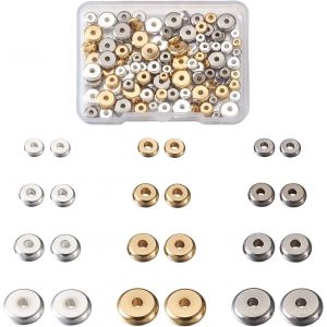 Kal-Lot De 120 Perles D'espacement Rondes Plates En Acier Inoxydable, 3 Couleurs, Breloque Perles En Vrac, Id&eacute;al Pour La Fabrication De Bijoux Et Bracelets, 4mm / 5mm / 6mm / 8mm - Neuf