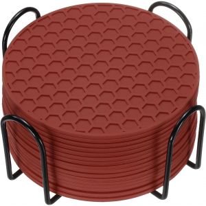 SJZG-Lot De 16 Dessous De Verre Ronds En Silicone Avec Support, 10,2 Cm, Antid&eacute;rapants, Anti-Adh&eacute;sifs, R&eacute;sistants &Agrave; La Chaleur, Lavables Pour Tasses, Protection De Table, D&eacute;coration De Table - Neuf