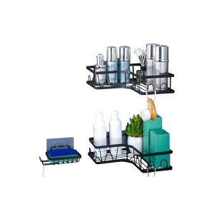 Ensemble de rangement d'angle pour douche - 2 paniers, 1 porte-savon, acier inoxydable, organisateur gain de place pour salle de bain - Neuf