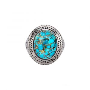 Bague Homme Argent Turquoise Bouddha - Neuf