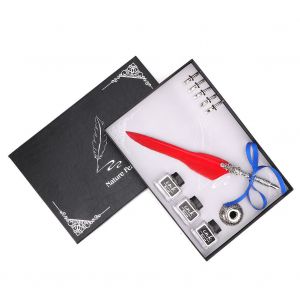 Coffret cadeau de 8 stylos a plume de calligraphie retro (rouge) - Neuf