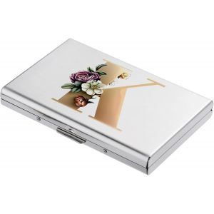 KALANKA-® Porte Cartes de Crédit, Portefeuille Fin en Métal avec Blocage RFID, Design Tendance et Motifs Artistiques, pour Homme et Femme. (6 Cartes/Argent/K) - Neuf