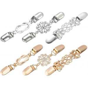 Kjdal-6 Pi&egrave;ces R&eacute;tro Pinces &Agrave; Sangle Pour Robes,Pinces &Agrave; Pull Vintage,Clips &Agrave; Cardigan R&eacute;tro,Ch&acirc;le Clips En Argent,Pour Femmes Filles,Pour Cardigans,Capes,Robes Et Chemises(Or,Argent) - Neuf