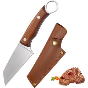 Japanese Style Small Kitchen Knives Full Tang Outdoor Kitchen Furniture High Carbon Steel Hand Forging Meat Knife Bbq With Wood Sheath And Handle - Neuf