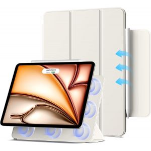 LORANKA-&Eacute;tui pour iPad Air 11 Pouces (M3/M2, 2025/2024), &eacute;tui pour iPad Air 5e/4e g&eacute;n&eacute;ration (10,9 Pouces, 2022/2020), Fixation magn&eacute;tique puissante, l&eacute;ger &agrave; Trois Volets avec (Blanc cr&eacute;meux) - Neuf