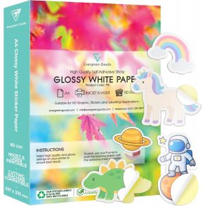 Ltd 50 feuilles A4 blanches brillantes pour imprimante &agrave; &eacute;tiquettes auto-adh&eacute;sives, feuilles d'&eacute;tiquettes A4, papier d'impression pour imprimante &agrave; jet d'encre et laser - Neuf