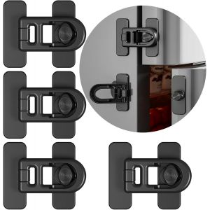(Noir)Pack De 4 La Sécurité Des Enfants Réfrigérateur Serrures De Porte, Des Réfrigérateurs, Des Congélateurs Et Armoires, En Utilisant Un Adhésif 3m - Pas D'outils Ou Des Exercices Requis - Neuf
