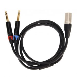 Cable repartiteur en Y double 1/4 pouce vers XLR male, adaptateur convertisseur de son pour microphone XLR male vers double prise mono TS 6,35 mm, 1 m/3,3 pi - Neuf