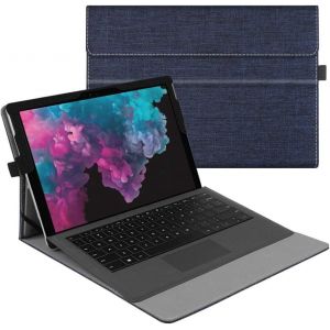 NAERYUT-Coque Pour 12.3¿ Microsoft Surface Pro 7+/7/6/5/4/3-Coque Multi Angles Etui De Protection Couverture Pochette Cover,Denim Bleu - Neuf