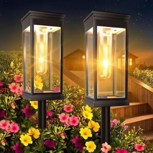 2pcs Lampes Solaires Extérieur Jardin, 1000mah,Ip65 Étanche,Super Lumineuses Lumières Solaires Pour Extérieur, Voiture Sur/Hors Solaire Pour Pelouse De Jardin - Neuf