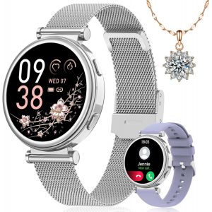 Montre Connect&eacute;e Femme, 1.27'' Hd Smartwatch Avec Appel Fonction F&eacute;minine/Sommeil/Spo2, 120+ Modes Sport, Montre Connect&eacute;e Ronde Podometre Ip68 Android Ios, Cadeau Argento[Z1898] - Neuf
