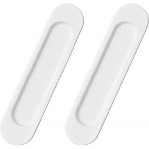 Lot De 2 Poign&eacute;es De Porte Coulissante Ovales Auto-Adh&eacute;sives En Alliage D'Aluminium Blanc Chaud Sans Perforation Pour Porte De Grange Coulissante,Fen&ecirc;tres,Armoires / 15 Cm - Neuf