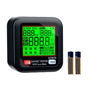 MEVRONISSHOP-Testeur de Prises, avec Test RCD et &eacute;cran LCD, Affichage de Tension et de Fr&eacute;quence, 6 Types de Diagnostic d'Erreur, Testeur Prise Electrique avec Plage de 30-260V / 45-65Hz - Neuf