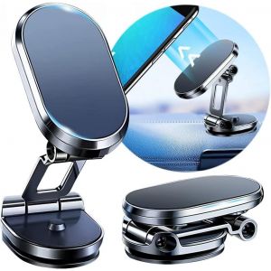 Kalanka-Support Pour Téléphone De Voiture, Support Magnétique Pliable Fort Et Pivotant À 720° (Argent) - Neuf