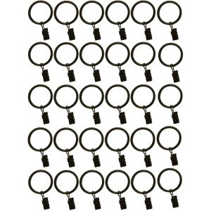Lot de 30 anneaux de rideaux en métal avec pinces et ?illets, 1,5 po, couleur noire (également appelés anneaux à pinces pour rideaux/anneaux à pinces pour rideaux/anneaux à pinces pour draperies) - Neuf