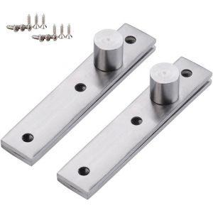 Lot de 2 charni&egrave;res de porte pivotantes &agrave; 360 degr&eacute;s en acier inoxydable avec vis de fixation 75 x 17 mm - Neuf
