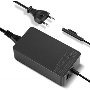 Chargeur Surface Pro, 65W 15V 4A(Fonctionne avec 44W/39W/36W/24W) Adaptateur pour Surface Pro 3/4/5/6/7/X, Tablette Windows, Surface Book 1/2/3 Surface Laptop 1/2/3, Surface Go, Avec Port de USB 5V 1A - Neuf
