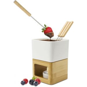 Subzonal-Fondue Au Chocolat // Dolce Avec Pot, R&eacute;chauffeur, Photophore Et 4 Piques De Diff&eacute;rentes Nuances De Gris, Y Compris Fondue Au Fromage Ou Fondue &Agrave; Viande ; Env. 11 X 11 X 15 Cm - Neuf