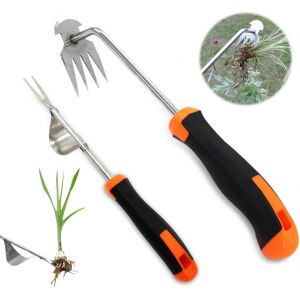 Desherbeur Manuel en Acier Inoxydable,2 Pièce Arrache Mauvaise Herbe avec Poignée,Arrache Pissenlit Couteau Désherbeurs Manuels Outils Jardinage pour Jardins,Pelouses,Terrasses - Neuf