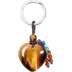 Porte-Clés En Cristal Avec Pendentif En Pierre De C?ur Et 7 Chakras, Bijou Fantaisie À Franges - Neuf
