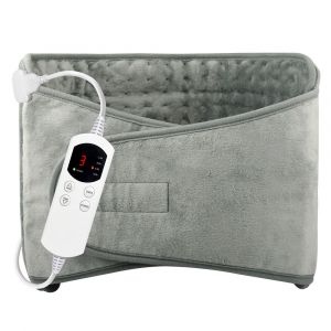Ceinture Chauffante Lombaire Électrique Oneamg 126 X 30 Cm, 6 Niveaux De Température Et Arrêt Automatique, Lavable Avec Velcro Pour Le Dos, Les Cervicales Et L'abdomen, Grise - Neuf