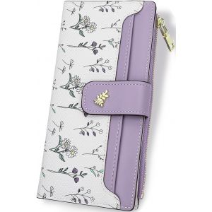 RFCBC-Porte Feuilles pour Femme Portefeuille Mini Porte Monnaie Petit avec Design Fleurs Violettes pour Femme Petit avec Porte-Passeport Et Porte-Cartes - Neuf