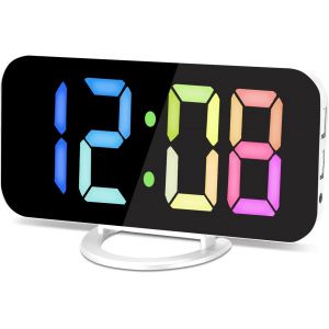 Senior-Horloge Num&eacute;rique &Agrave; Grand &Eacute;cran,R&eacute;veil &Eacute;lectrique Led Avec Surface Miroir Pour Maquillage Avec Mode De Gradation,3 Niveaux De Luminosit&eacute;,Double Ports Usb,D&eacute;coration Moderne Pour La Ma[L793] - Neuf