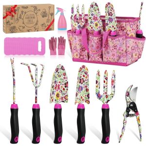 NouvelHorizonstore-Ensemble d'Outils de Jardinage, 10 PCS, Outils &agrave; Main de Jardinage, Fournitures de Jardinage Floral Robustes avec Poign&eacute;e en Caoutchouc Antid&eacute;rapante, Pour Femmes, F&ecirc;te des M&egrave;res - Neuf