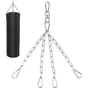 4 Brins Cha&icirc;ne Pour Sac De Frappe, Rotation &Agrave; 360 Degr&eacute;s Crochet De Plafond Pour Sac De Frappe, Cha&icirc;ne De Suspension Pour Sac De Boxe, Longueur Totale 49,5 Cm, Capacit&eacute; De Charge Maximale 70 Kg - Neuf