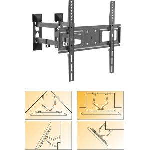Support Mural Multifonctionnel, Pivotant Et Inclinable Pour Tv - Montage D'Angle - Montage Mural D&eacute;cal&eacute; - Montage En Niche - Vesa Jusqu'&Agrave; Max. 400 X 400 Pour 26-55"" Extensible Jusqu'&Agrave; 47 Cm - Neuf