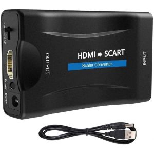 MEVRONISSHOP-hdmi vers scart Adaptateur, convertisseur hdmi vers peritel, Adaptateur Audio Vid&eacute;O Hdmi vers P&eacute;Ritel Prenant en Charge La Sortie TV Ntsc/Pal pour Ps3/Ps2/Tv/Dvd - Neuf